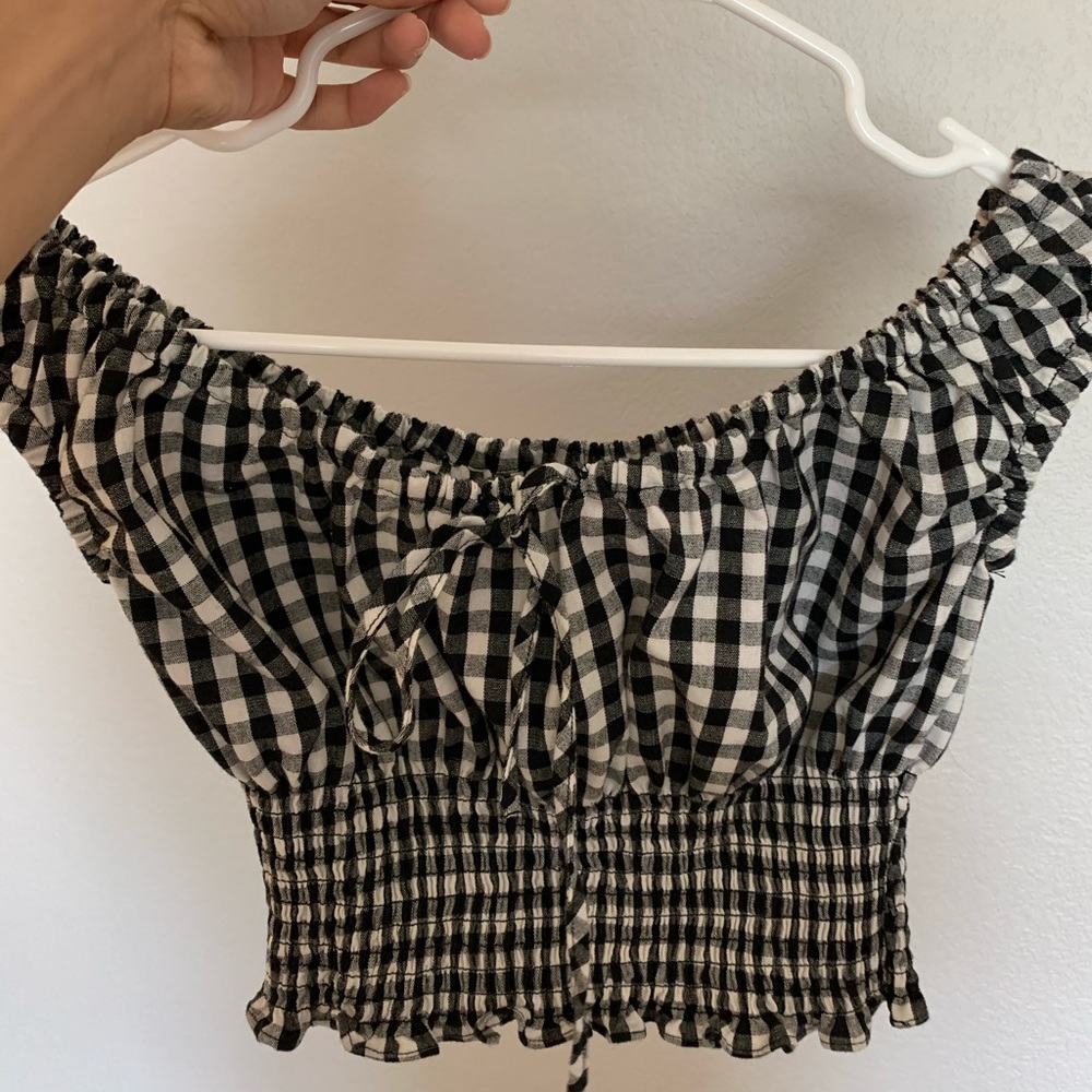 Black and white checkered crop top brandy melville